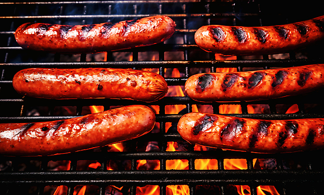 JPG 편집이미지 불 사람없음 캠핑 소시지 연기 바베큐그릴 소시지구이 직화구이 편집실사 AI포토 AI콘텐츠 자연요소 레저 가공식품 그릴 바비큐 구이 CG 파일형식