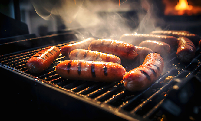 JPG 편집이미지 불 사람없음 캠핑 소시지 연기 바베큐그릴 소시지구이 직화구이 편집실사 AI포토 AI콘텐츠 자연요소 레저 가공식품 그릴 바비큐 구이 CG 파일형식