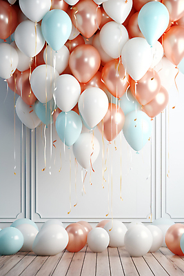 JPG 편집이미지 벽 프레임 이벤트 사람없음 파티 축하 가득함 디지털합성 풍선 카피스페이스 편집실사 AI포토 AI콘텐츠 컨셉 공백 CG 파일형식