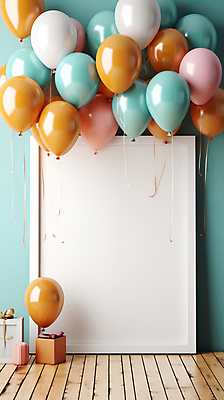 JPG 편집이미지 프레임 이벤트 사람없음 선물상자 파티 사각형 축하 가득함 디지털합성 풍선 카피스페이스 편집실사 AI포토 AI콘텐츠 도형 컨셉 선물 상자 공백 CG 파일형식