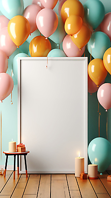 JPG 편집이미지 초 탁자 프레임 이벤트 사람없음 파티 사각형 축하 가득함 디지털합성 풍선 카피스페이스 편집실사 AI포토 AI콘텐츠 도형 가구 컨셉 공백 CG 파일형식