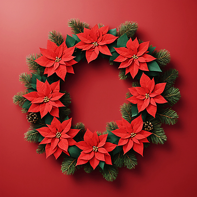 JPG 편집이미지 크리스마스 프레임 사람없음 빨간색 초록색 원형 디지털합성 솔방울 포인세티아 오너먼트 크리스마스리스 편집실사 AI포토 AI콘텐츠 도형 기념일 꽃 컬러 크리스마스장식 화환 CG 파일형식