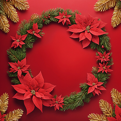 JPG 편집이미지 크리스마스 프레임 사람없음 빨간색 초록색 원형 디지털합성 솔잎 포인세티아 오너먼트 크리스마스리스 편집실사 AI포토 AI콘텐츠 도형 기념일 꽃 컬러 잎 크리스마스장식 화환 CG 파일형식
