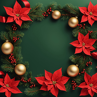 JPG 편집이미지 열매 크리스마스 프레임 사람없음 빨간색 초록색 원형 디지털합성 포인세티아 오너먼트 크리스마스리스 편집실사 AI포토 AI콘텐츠 도형 식물 기념일 꽃 컬러 크리스마스장식 화환 CG 파일형식