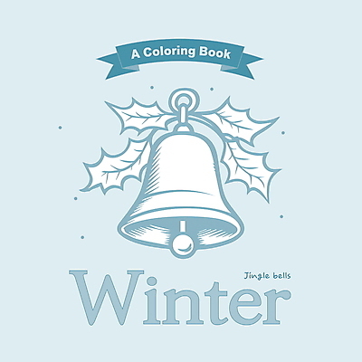 리본 잎 크리스마스 겨울 일러스트 사람없음 파란색 종 스케치 라인아트 드로잉 징글벨 젠탱글 국내일러스트 AI파일 식물 계절 기념일 선 컬러 미술 파일형식 벡터