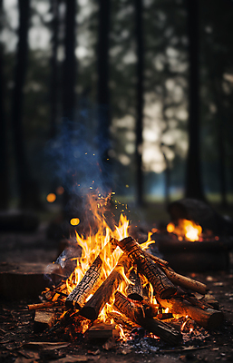 JPG 편집이미지 불꽃 휴식 사람없음 어둠 캠핑 장작 모닥불 캠핑장 숯 불씨 편집실사 AI포토 AI콘텐츠 컨셉 불 레저 CG 파일형식
