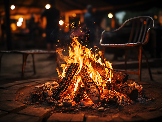 JPG 편집이미지 의자 불꽃 휴식 사람없음 어둠 캠핑 장작 모닥불 캠핑장 숯 편집실사 AI포토 AI콘텐츠 가구 컨셉 불 레저 CG 파일형식