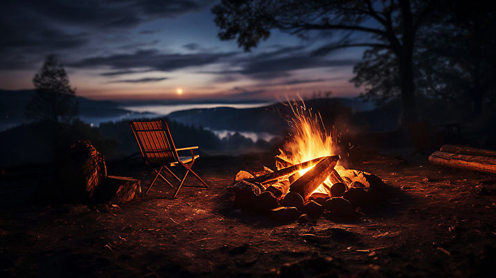JPG 편집이미지 불꽃 휴식 풍경 사람없음 어둠 캠핑 장작 모닥불 캠핑장 숯 편집실사 AI포토 AI콘텐츠 컨셉 불 레저 CG 파일형식