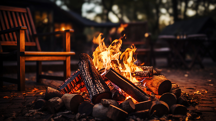 JPG 편집이미지 의자 불꽃 휴식 사람없음 어둠 캠핑 장작 모닥불 캠핑장 숯 편집실사 AI포토 AI콘텐츠 가구 컨셉 불 레저 CG 파일형식