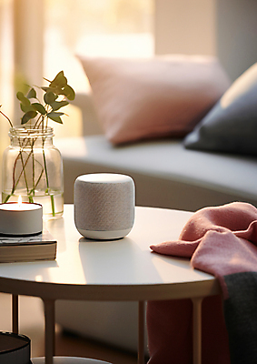 JPG 편집이미지 음악 초 탁자 실내 사람없음 인테리어 꽃병 스피커 천 디지털합성 블루투스 편집실사 AI포토 AI콘텐츠 디자인 꽃 음향기기 가구 문화예술 내부 직물 CG 파일형식