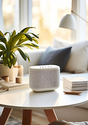 JPG 편집이미지 화분 음악 탁자 실내 사람없음 책 인테리어 스피커 디지털합성 블루투스 편집실사 AI포토 AI콘텐츠 디자인 음향기기 가구 문화예술 내부 CG 파일형식