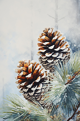 JPG 겨울 일러스트 자연 사람없음 눈 소나무 솔방울 솔잎 국내일러스트 AI일러스트 AI콘텐츠 자연요소 나무 계절 잎 날씨 생태계 파일형식