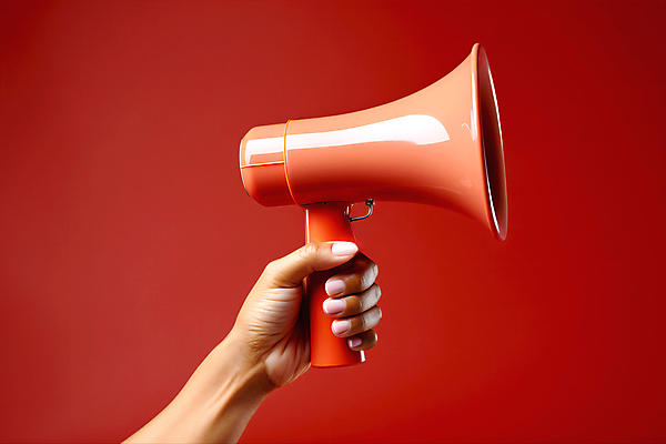 JPG 편집이미지 손 들기 이벤트 신체부위 빨간색 확성기 잡기 알림 디지털합성 편집실사 AI인물포토 AI콘텐츠 컬러 모션 사람 CG 파일형식 AI포토