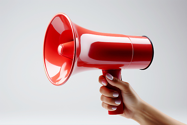 JPG 편집이미지 손 들기 이벤트 신체부위 빨간색 확성기 잡기 알림 디지털합성 편집실사 AI인물포토 AI콘텐츠 컬러 모션 사람 CG 파일형식 AI포토