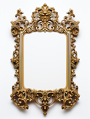 JPG 편집이미지 프레임 액자틀 사람없음 거울 금색 빈티지 화려 합성 편집실사 AI포토 AI콘텐츠 컬러 액자 컨셉 틀 CG 파일형식