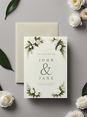 PSD 편집이미지 꽃 결혼 나뭇잎 봉투 사람없음 흰색 디지털합성 청첩장 초대장 편집소스 이미지편집 식물 컬러 잎 카드_감사 이벤트 파일형식