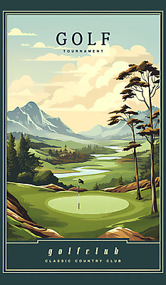 PSD 나무 구름 포스터 일러스트 골프장 자연 하늘 산 풍경 잔디 사람없음 초록색 빈티지 국내일러스트 자연요소 식물 컬러 컨셉 골프 스포츠시설 생태계 파일형식