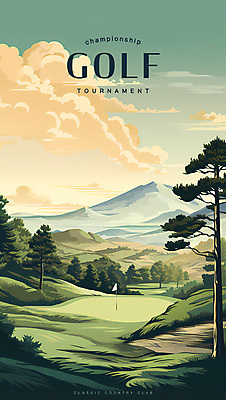 PSD 나무 구름 포스터 일러스트 골프장 자연 하늘 산 풍경 잔디 사람없음 초록색 빈티지 국내일러스트 자연요소 식물 컬러 컨셉 골프 스포츠시설 생태계 파일형식