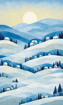 JPG 나무 겨울 일러스트 자연 새해 산 풍경 사람없음 파란색 태양 마을 일출 국내일러스트 AI일러스트 AI콘텐츠 자연요소 식물 계절 컬러 노을 생태계 파일형식