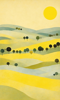 JPG 나무 일러스트 자연 새해 산 풍경 사람없음 태양 노란색 일출 국내일러스트 AI일러스트 AI콘텐츠 자연요소 식물 컬러 노을 생태계 파일형식