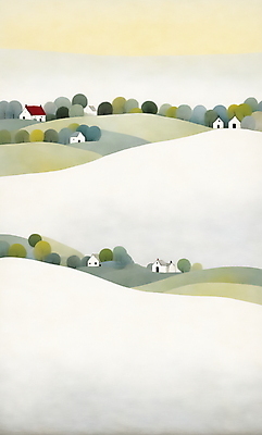 JPG 나무 겨울 일러스트 자연 새해 산 주택 풍경 사람없음 마을 눈덮임 국내일러스트 AI일러스트 AI콘텐츠 식물 계절 컨셉 건물 생태계 파일형식