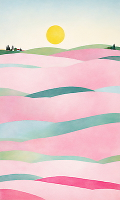 JPG 분홍색 일러스트 자연 새해 산 풍경 사람없음 태양 일출 국내일러스트 AI일러스트 AI콘텐츠 자연요소 컬러 노을 생태계 파일형식