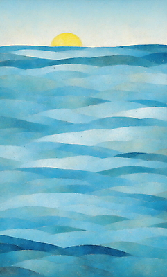 JPG 바다 일러스트 자연 새해 풍경 사람없음 파란색 태양 마을 일출 국내일러스트 AI일러스트 AI콘텐츠 자연요소 컬러 노을 생태계 파일형식