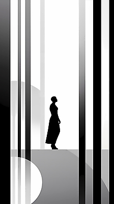 JPG 전신 편집이미지 실루엣 선 그림자 한명 사람 성인 검은색 흰색 성인한명만 미니멀 이미지편집 편집실사 AI컴퓨터그래픽 AI콘텐츠 1 컬러 촬영기법 CG 성인만 파일형식