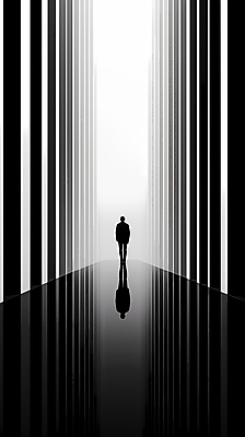 JPG 전신 편집이미지 실루엣 선 그림자 한명 사람 성인 검은색 흰색 성인한명만 미니멀 이미지편집 편집실사 AI컴퓨터그래픽 AI콘텐츠 1 컬러 촬영기법 CG 성인만 파일형식