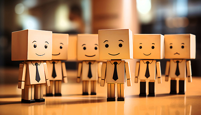 JPG 편집이미지 인형 비즈니스 미소 정장 사람없음 상자 피규어 직장인 종이인형 핸드메이드 편집실사 AI포토 AI콘텐츠 직업 옷 표정 미니어처 CG 파일형식