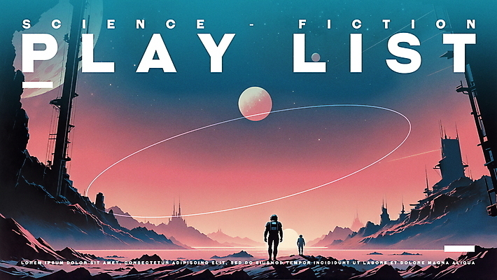 전신 PSD 포스터 음악 분홍색 일러스트 밤하늘 미래 성인 타이포그라피 두명 판타지 우주 행성 도시 빈티지 영화 성인만 SF 플레이리스트 국내일러스트 문자 컬러 컨셉 상상 하늘 문화예술 사람 야간 파일형식