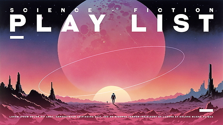 전신 PSD 포스터 음악 분홍색 일러스트 밤하늘 미래 한명 성인 타이포그라피 판타지 우주 행성 빈티지 영화 성인한명만 SF 플레이리스트 국내일러스트 문자 1 컬러 컨셉 상상 하늘 문화예술 사람 야간 성인만 파일형식