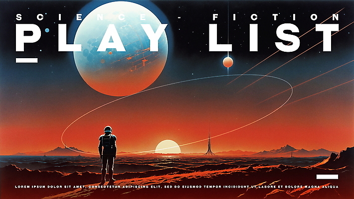 전신 PSD 포스터 음악 일러스트 밤하늘 미래 한명 성인 타이포그라피 빨간색 판타지 우주 행성 빈티지 영화 성인한명만 SF 플레이리스트 국내일러스트 문자 1 컬러 컨셉 상상 하늘 문화예술 사람 야간 성인만 파일형식