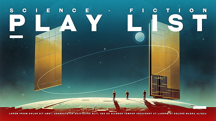 전신 PSD 포스터 음악 일러스트 밤하늘 미래 성인 타이포그라피 세명 판타지 우주 행성 빈티지 영화 청록색 성인만 SF 플레이리스트 국내일러스트 문자 컬러 컨셉 상상 하늘 문화예술 사람 야간 파일형식