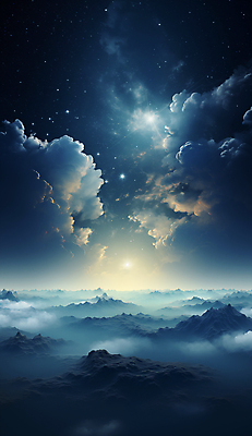 JPG 구름 편집이미지 백그라운드 하늘 사람없음 파란색 판타지 우주 신비 디지털합성 이미지편집 편집실사 AI컴퓨터그래픽 AI콘텐츠 자연요소 컬러 컨셉 상상 CG 파일형식