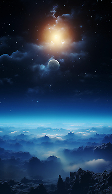 JPG 구름 편집이미지 백그라운드 하늘 사람없음 파란색 판타지 태양 우주 행성 신비 디지털합성 이미지편집 편집실사 AI컴퓨터그래픽 AI콘텐츠 자연요소 컬러 컨셉 상상 CG 파일형식