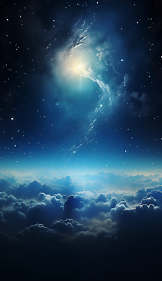 JPG 구름 편집이미지 백그라운드 하늘 사람없음 파란색 판타지 우주 신비 디지털합성 이미지편집 편집실사 AI컴퓨터그래픽 AI콘텐츠 자연요소 컬러 컨셉 상상 CG 파일형식