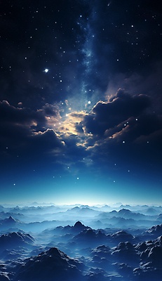 JPG 구름 편집이미지 별 백그라운드 하늘 사람없음 파란색 판타지 우주 신비 디지털합성 이미지편집 편집실사 AI컴퓨터그래픽 AI콘텐츠 자연요소 컬러 컨셉 상상 CG 파일형식