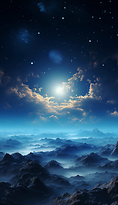 JPG 구름 편집이미지 별 백그라운드 하늘 사람없음 파란색 판타지 태양 우주 신비 디지털합성 이미지편집 편집실사 AI컴퓨터그래픽 AI콘텐츠 자연요소 컬러 컨셉 상상 CG 파일형식