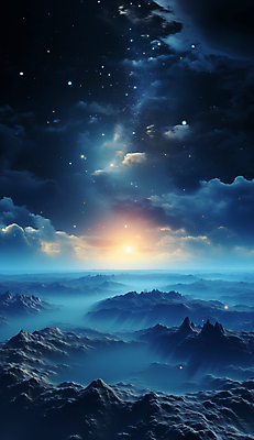 JPG 구름 편집이미지 백그라운드 하늘 사람없음 파란색 판타지 태양 우주 신비 디지털합성 이미지편집 편집실사 AI컴퓨터그래픽 AI콘텐츠 자연요소 컬러 컨셉 상상 CG 파일형식