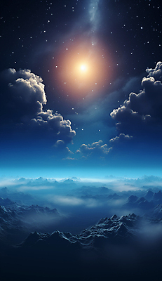 JPG 구름 편집이미지 백그라운드 하늘 사람없음 파란색 판타지 태양 우주 신비 디지털합성 이미지편집 편집실사 AI컴퓨터그래픽 AI콘텐츠 자연요소 컬러 컨셉 상상 CG 파일형식