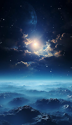 JPG 구름 편집이미지 별 백그라운드 하늘 사람없음 파란색 판타지 태양 우주 신비 디지털합성 이미지편집 편집실사 AI컴퓨터그래픽 AI콘텐츠 자연요소 컬러 컨셉 상상 CG 파일형식