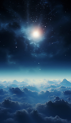 JPG 구름 편집이미지 백그라운드 하늘 사람없음 파란색 판타지 태양 우주 신비 디지털합성 이미지편집 편집실사 AI컴퓨터그래픽 AI콘텐츠 자연요소 컬러 컨셉 상상 CG 파일형식