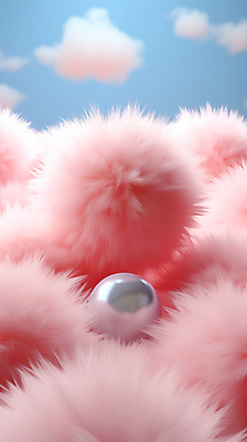 JPG 편집이미지 분홍색 털 사람없음 원형 구슬 디지털합성 부드러움 뭉치 칼라솜 이미지편집 편집실사 AI컴퓨터그래픽 AI콘텐츠 도형 컬러 감각 CG 부자재 파일형식