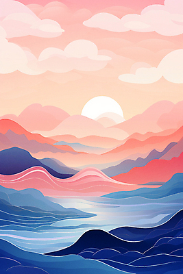 JPG 포스터 백그라운드 일러스트 자연 풍경 사람없음 태양 일출 일몰 분위기 미니멀 국내일러스트 AI일러스트 AI콘텐츠 자연요소 컨셉 노을 생태계 파일형식