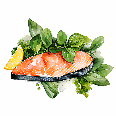 JPG 음식 일러스트 수채화 요리 사람없음 신선 레몬 슬라이스 연어 국내일러스트 AI일러스트 AI콘텐츠 과일 어류 파일형식