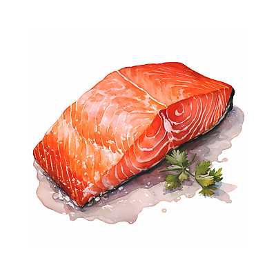 JPG 음식 일러스트 수채화 요리 사람없음 신선 슬라이스 연어 국내일러스트 AI일러스트 AI콘텐츠 어류 파일형식