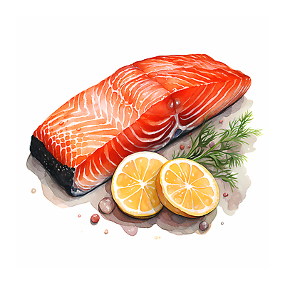 JPG 음식 일러스트 수채화 요리 사람없음 신선 레몬 슬라이스 연어 국내일러스트 AI일러스트 AI콘텐츠 과일 어류 파일형식