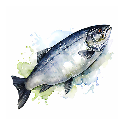 JPG 음식 일러스트 수채화 사람없음 회색 신선 연어 국내일러스트 AI일러스트 AI콘텐츠 컬러 어류 파일형식