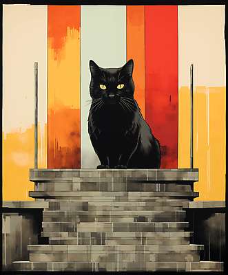 JPG 동물 응시 일러스트 주택 앉기 사람없음 계단 고양이 디지털합성 편집소스 국내일러스트 AI일러스트 AI콘텐츠 시선 포유류 모션 건물 반려동물 파일형식